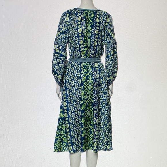 D'Ascoli Toscana Blue Silk Midi Dress sz S NEW - Picture 12 of 13